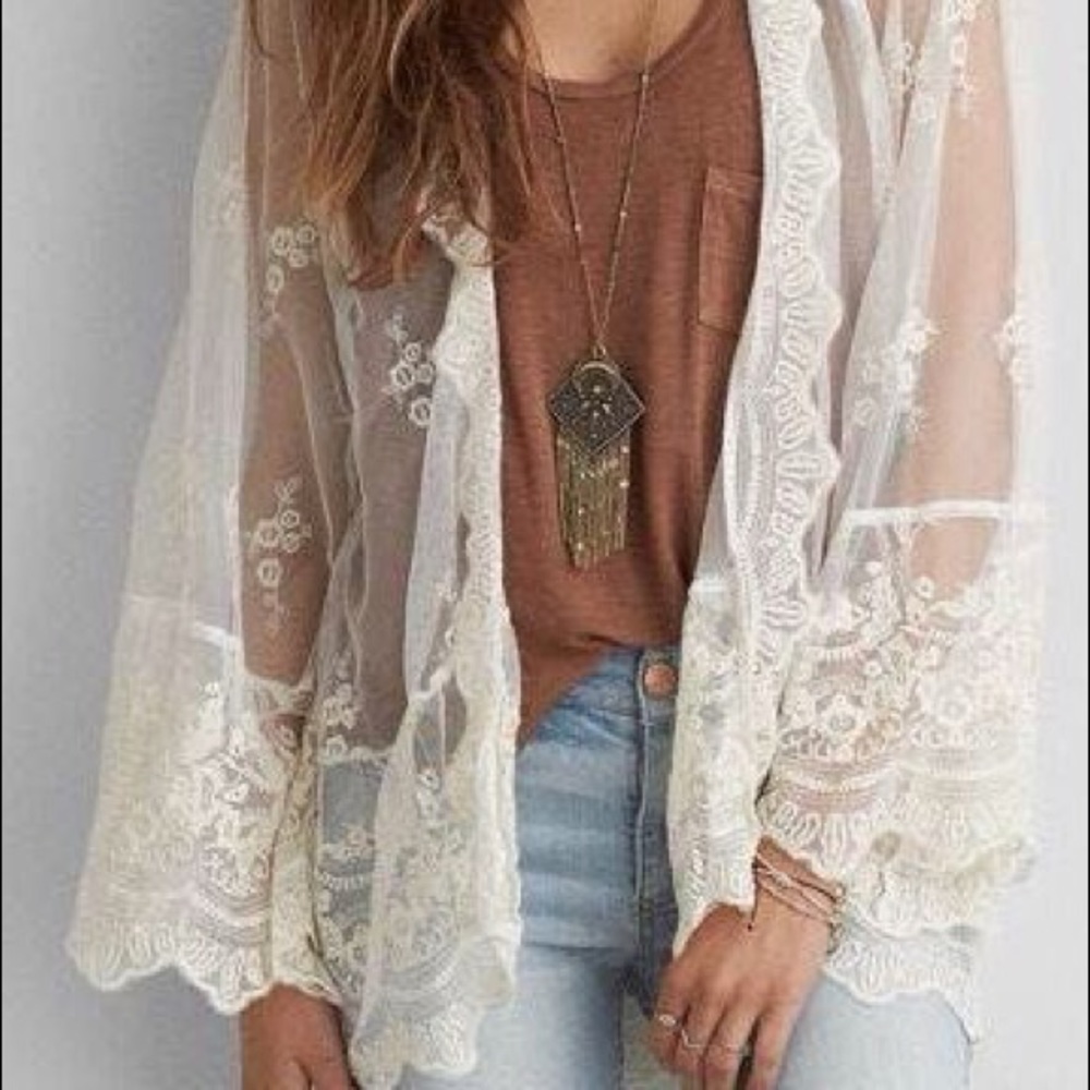White/ Off White Lace Kimono